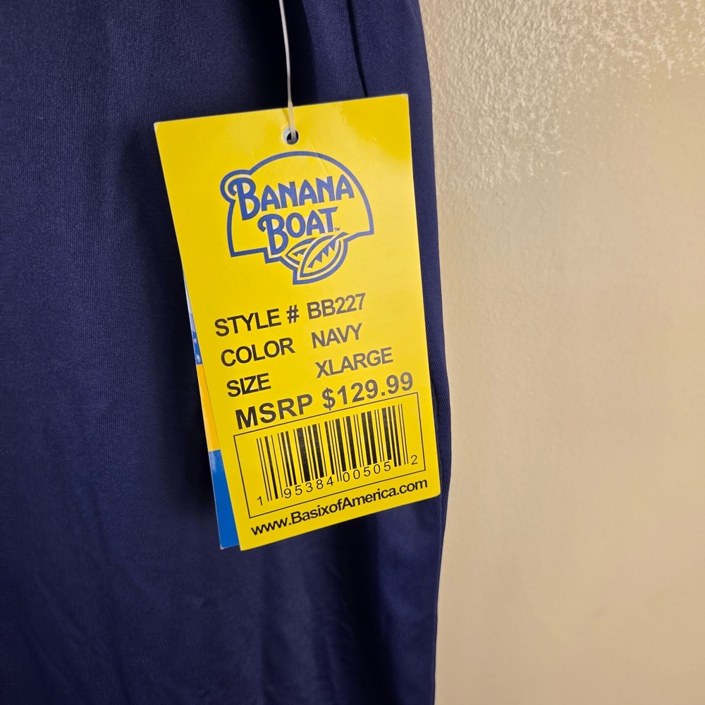 Banana Boat Womens Navy Blue UPF 50+ Sleeveless Swing Dress XL NWT